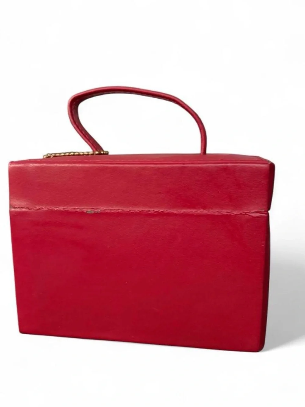 Dazzle Genuine Red Leather Mini Trunk Jewelry Box Case Travel Vanities Storage